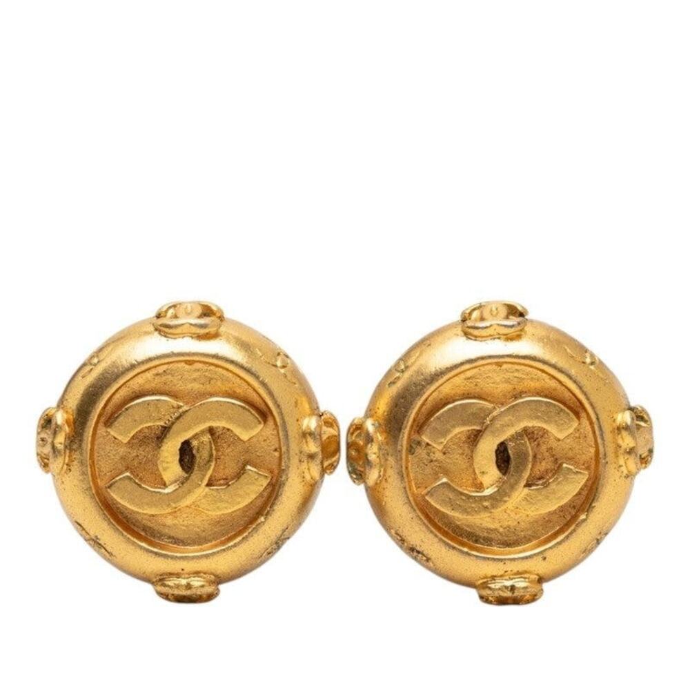 Chanel CC Logo Earrings Gold Plated GP